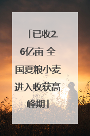 已收2.6亿亩 全国夏粮小麦进入收获高峰期